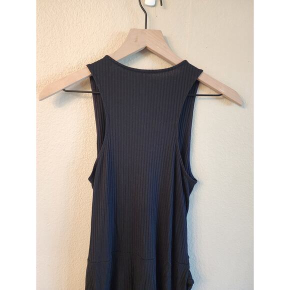 Anthropologie Kingsolver Ribbed Black Midi Dress LBD SZ Medium Sleeveless - Picture 7 of 9